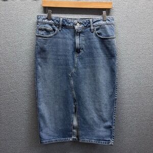 Lucky Brand Shirt Womens 8 29 Blue Midi Distressed Western Modest Denim